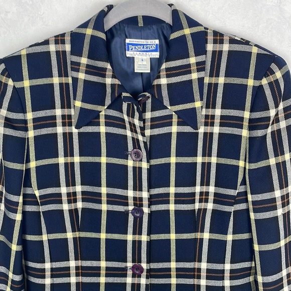 Vintage Pendleton Women's Blazer Suit Jacket, Virgin Wool, Plaid, Size 6 - Picture 2 of 8